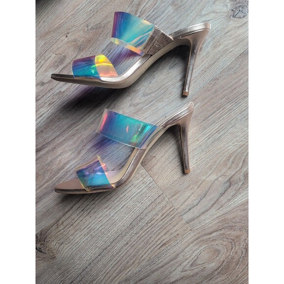 SJP Sarah Jessica Parker Iridescent PVC Mule Sandal Heels Women 8.5 EU 39 - Picture 14 of 16